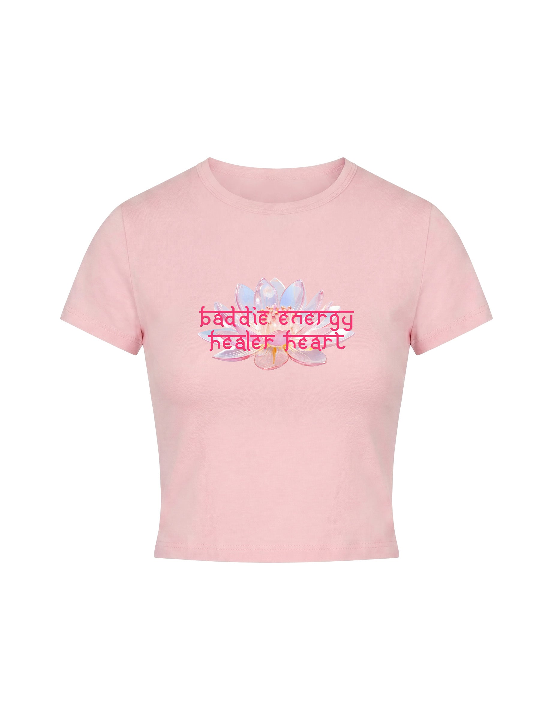 BADDIE ENERGY BABY TEE - BABY PINK