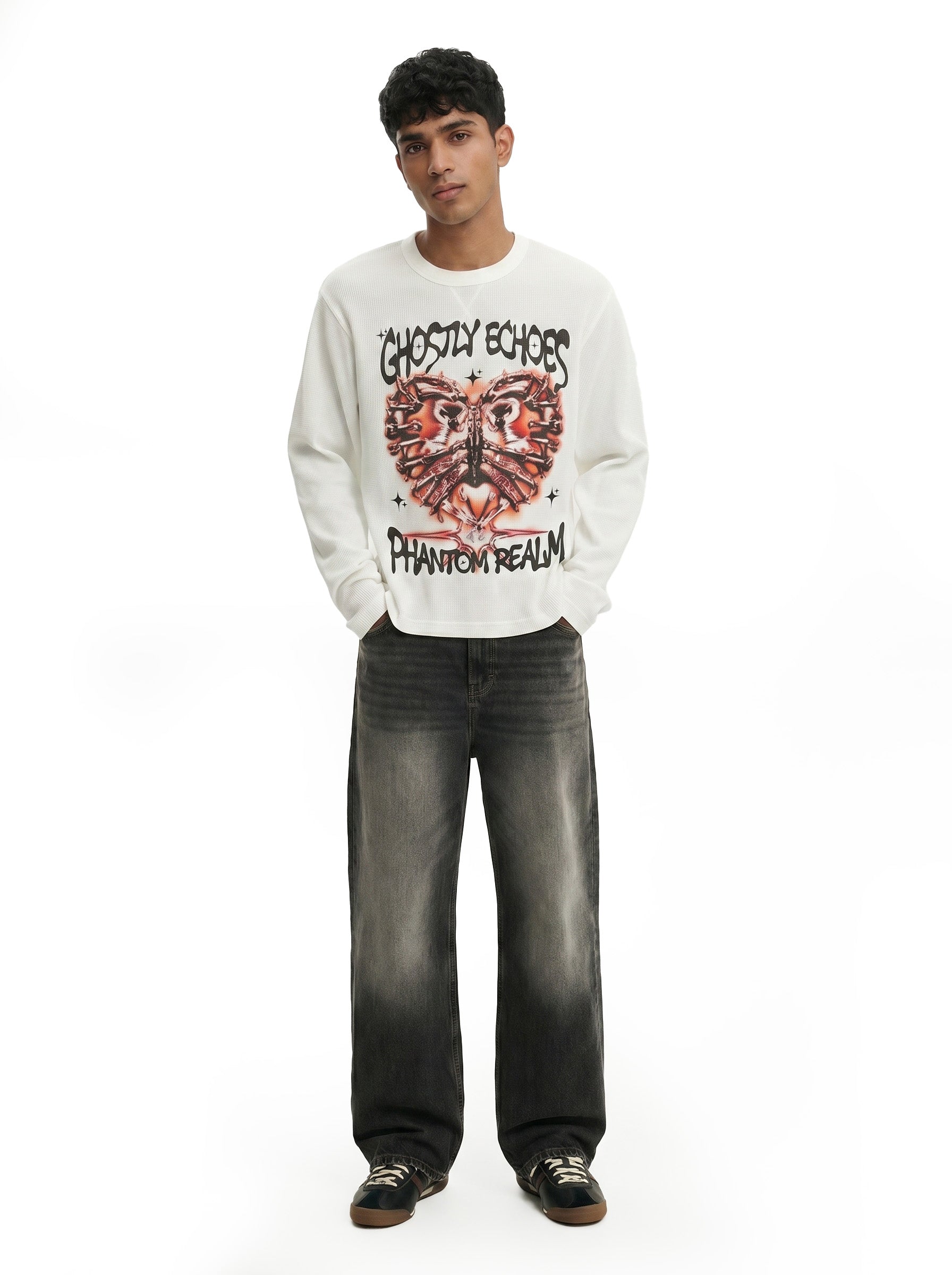 GHOSTLY ECHO WAFFLE LONG SLEEVE TEE